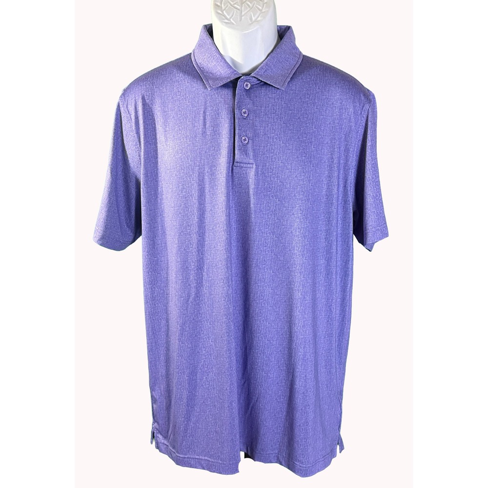 Bugatchi Polo Shirt Mens Large Purple Heathered Stretch Short Sleeve
